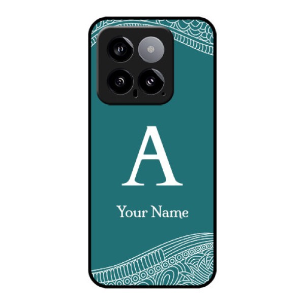 Xiaomi 14 5G Custom Glass Phone Case - Line Art Pattern With Custom Name Design Xiaomi 14 5G Custom Glass Phone Case - Line Art Pattern With Custom Name Design