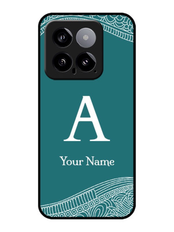 Custom Xiaomi 14 5G Custom Glass Phone Case - Line Art Pattern With Custom Name Design