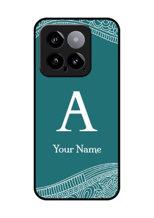 Xiaomi 14 5G Custom Glass Phone Case - Line Art Pattern With Custom Name Design