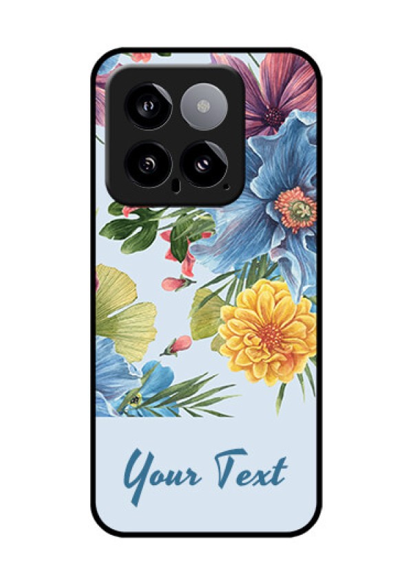 Xiaomi 14 5G Custom Glass Phone Case - Stunning Watercolored Flowers Painting Design
