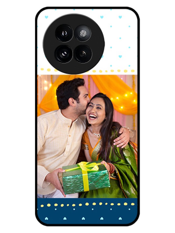 Custom Xiaomi 14 Civi Custom Glass Phone Case - White And Blue Abstract Design