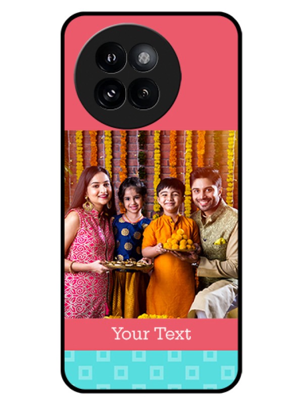 Custom Xiaomi 14 Civi Custom Glass Phone Case - Peach & Blue Color Design