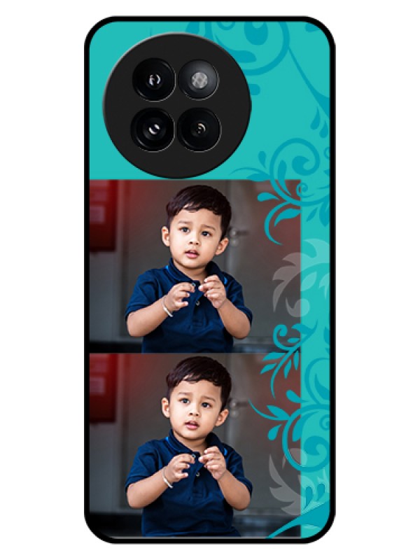 Custom Xiaomi 14 Civi Custom Glass Phone Case - With Photo And Green Floral Design