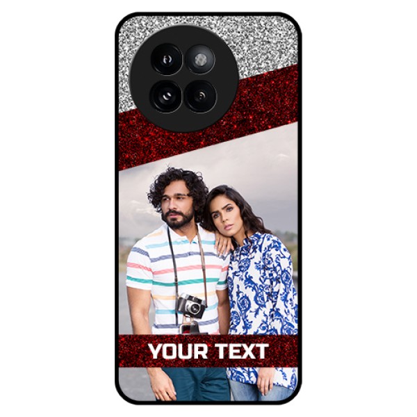 Xiaomi 14 Civi Custom Glass Phone Case - Image Holder With Glitter Strip Design Xiaomi 14 Civi Custom Glass Phone Case - Image Holder With Glitter Strip Design
