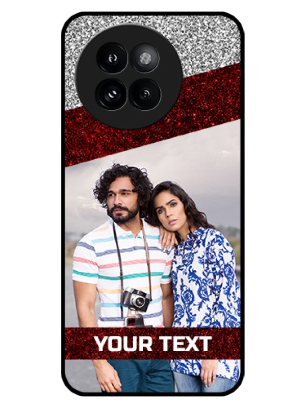 Custom Xiaomi 14 Civi Custom Glass Phone Case - Image Holder With Glitter Strip Design