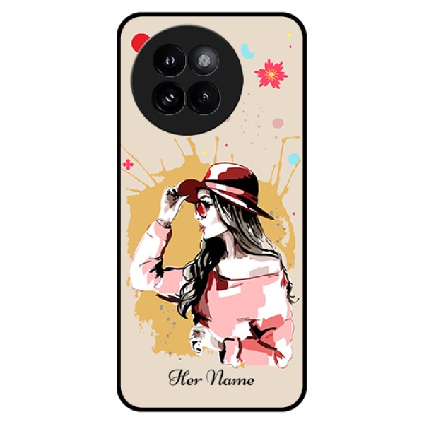 Xiaomi 14 Civi Custom Glass Phone Case - Women With Pink Hat Design Xiaomi 14 Civi Custom Glass Phone Case - Women With Pink Hat Design