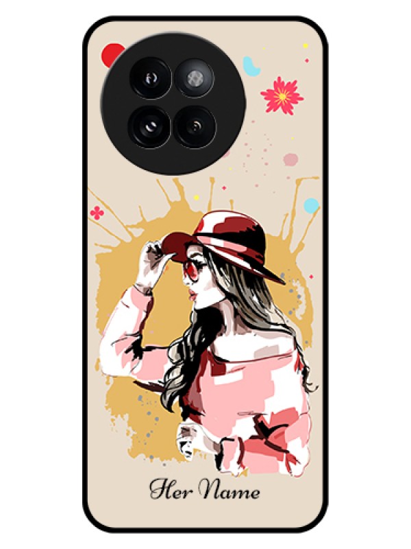 Custom Xiaomi 14 Civi Custom Glass Phone Case - Women With Pink Hat Design