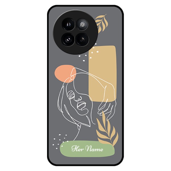Xiaomi 14 Civi Custom Glass Phone Case - Gazing Woman Line Art Design Xiaomi 14 Civi Custom Glass Phone Case - Gazing Woman Line Art Design