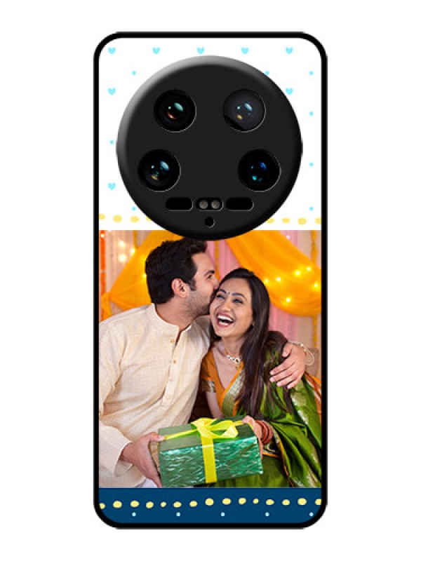 Custom Xiaomi 14 Ultra Custom Glass Phone Case - White And Blue Abstract Design