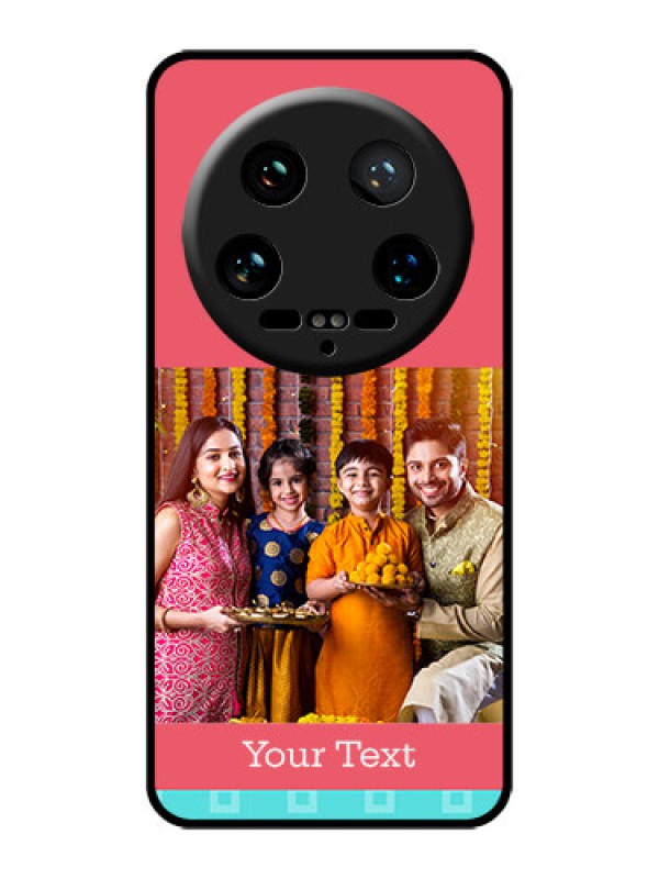 Custom Xiaomi 14 Ultra Custom Glass Phone Case - Peach & Blue Color Design