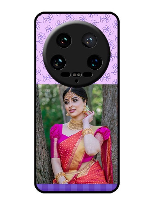 Custom Xiaomi 14 Ultra Custom Glass Phone Case - Purple Floral Design
