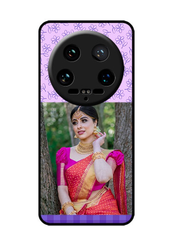 Xiaomi 14 Ultra Custom Glass Phone Case - Purple Floral Design