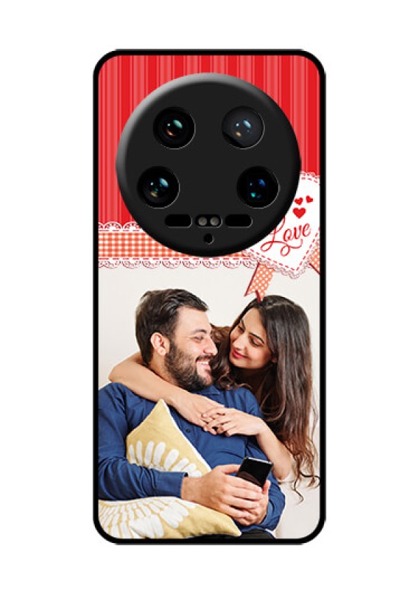 Xiaomi 14 Ultra Custom Glass Phone Case - Red Love Pattern Design