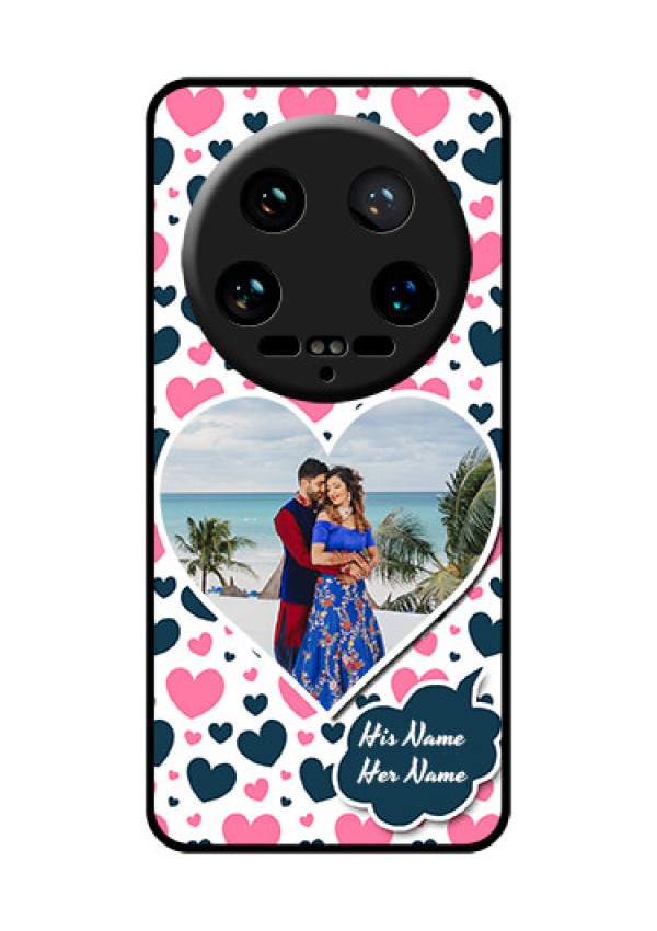 Xiaomi 14 Ultra Custom Glass Phone Case - Pink & Blue Heart Design
