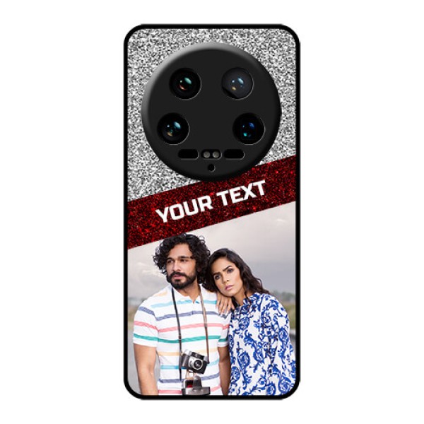 Xiaomi 14 Ultra Custom Glass Phone Case - Image Holder With Glitter Strip Design Xiaomi 14 Ultra Custom Glass Phone Case - Image Holder With Glitter Strip Design