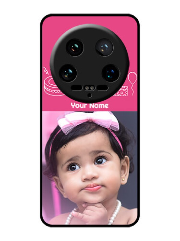 Custom Xiaomi 14 Ultra Custom Glass Phone Case - With Birthday Line Art Design