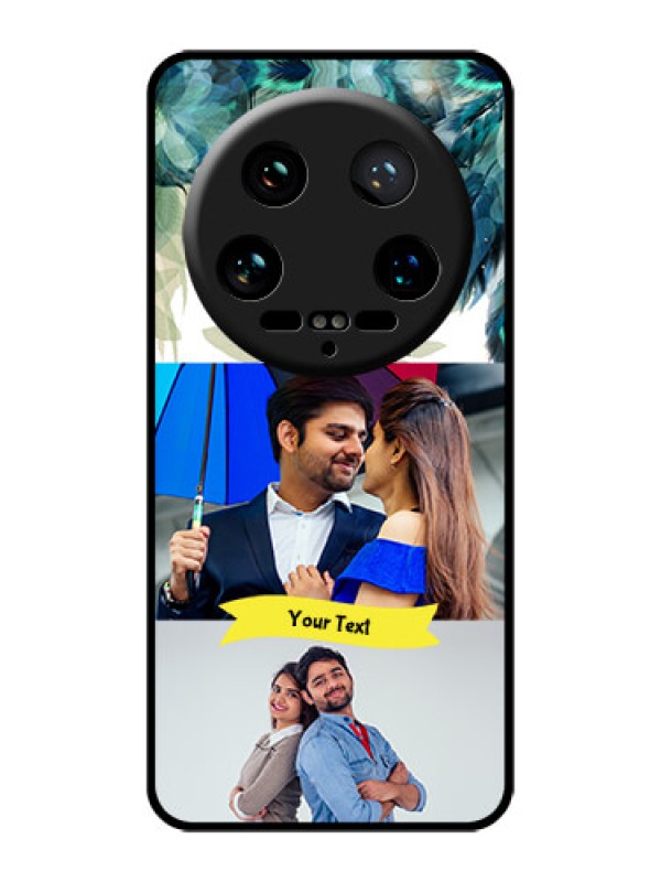 Custom Xiaomi 14 Ultra Custom Glass Phone Case - Image With Boho Peacock Feather Design