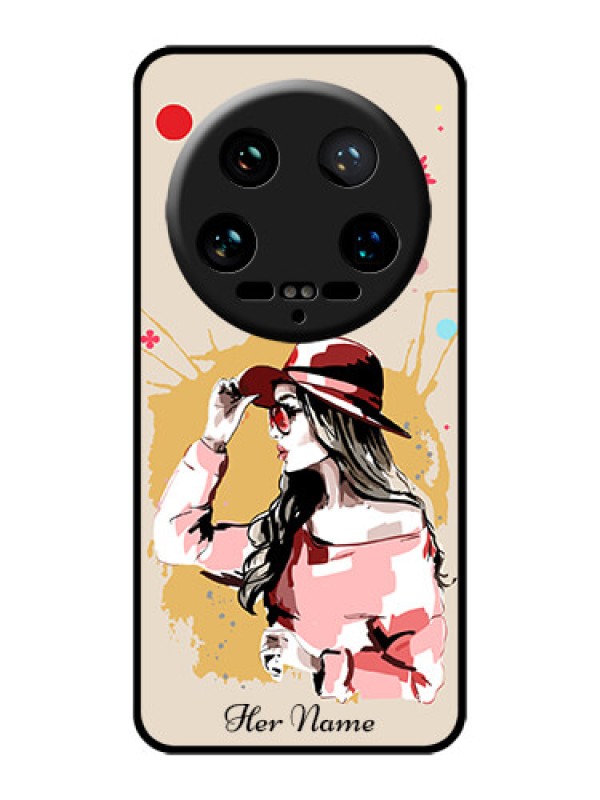 Custom Xiaomi 14 Ultra Custom Glass Phone Case - Women With Pink Hat Design