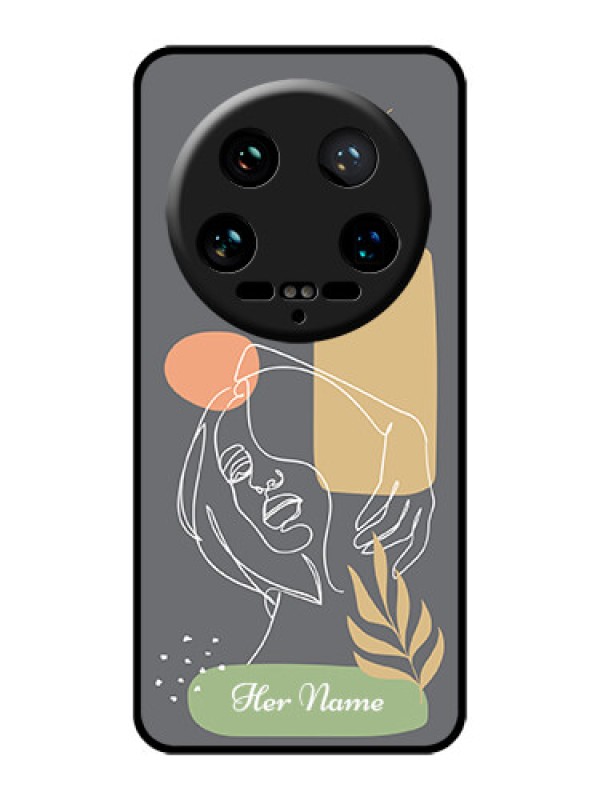 Custom Xiaomi 14 Ultra Custom Glass Phone Case - Gazing Woman Line Art Design