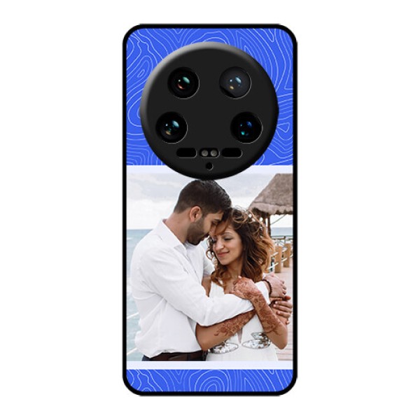 Xiaomi 14 Ultra Custom Glass Phone Case - Curved Line Art With Blue And White Design Xiaomi 14 Ultra Custom Glass Phone Case - Curved Line Art With Blue And White Design