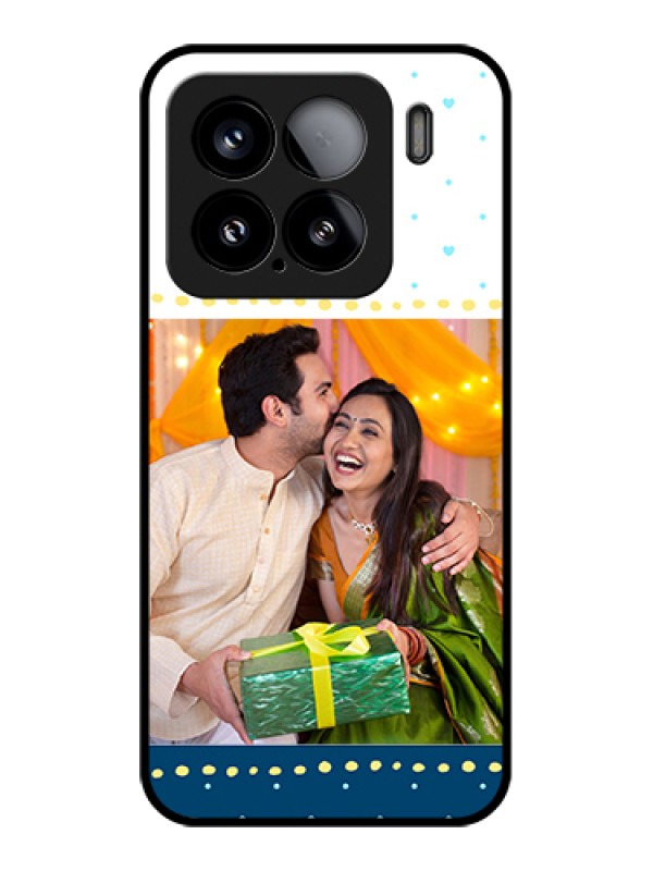 Custom Xiaomi 15 5G Custom Glass Phone Case - White And Blue Abstract Design