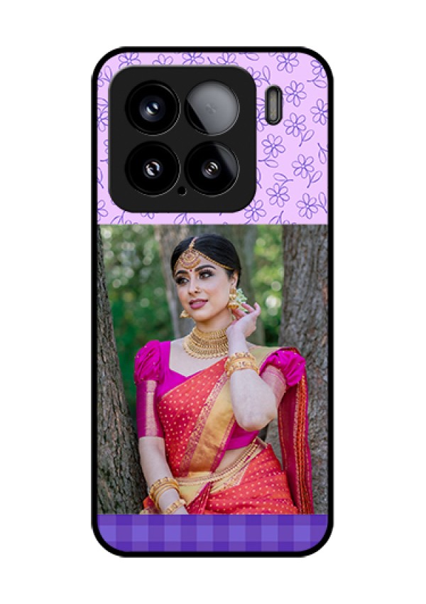 Xiaomi 15 5G Custom Glass Phone Case - Purple Floral Design