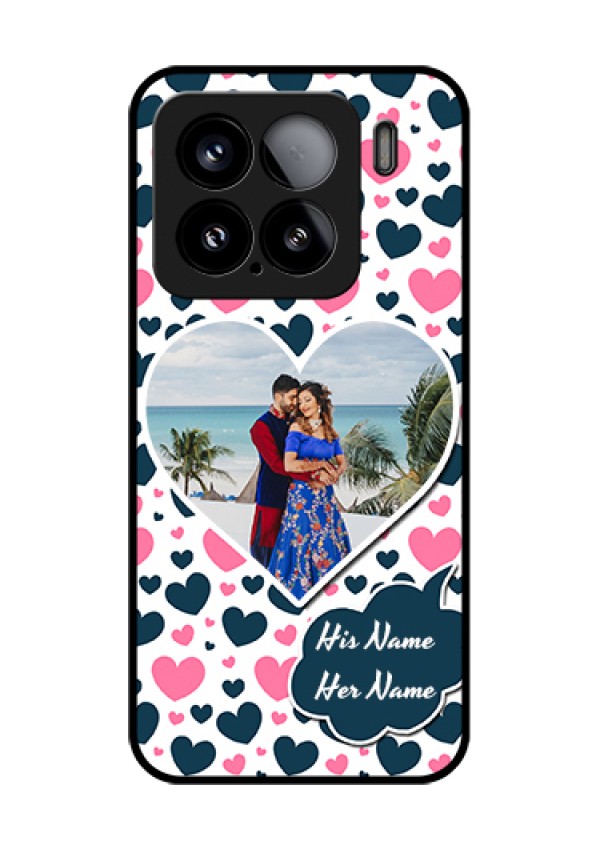 Xiaomi 15 5G Custom Glass Phone Case - Pink & Blue Heart Design
