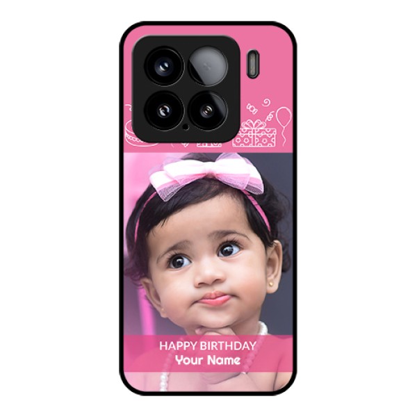 Xiaomi 15 5G Custom Glass Phone Case - With Birthday Line Art Design Xiaomi 15 5G Custom Glass Phone Case - With Birthday Line Art Design