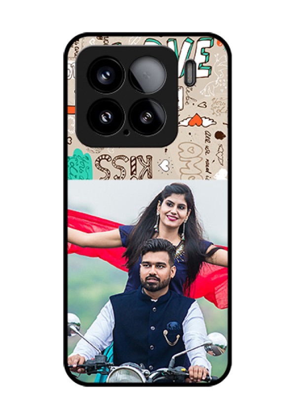 Xiaomi 15 5G Custom Glass Phone Case - Love Doodle Pattern