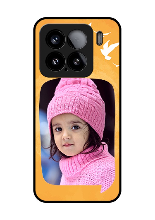 Xiaomi 15 5G Custom Glass Phone Case - Water Color Design With Bird Icons