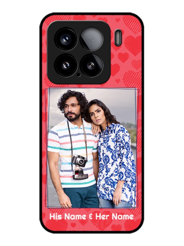 Custom Xiaomi 15 5G Custom Glass Phone Case - With Red Heart Symbols Design