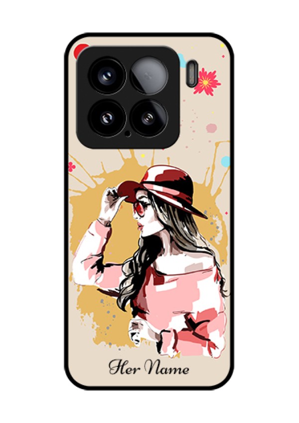 Xiaomi 15 5G Custom Glass Phone Case - Women With Pink Hat Design