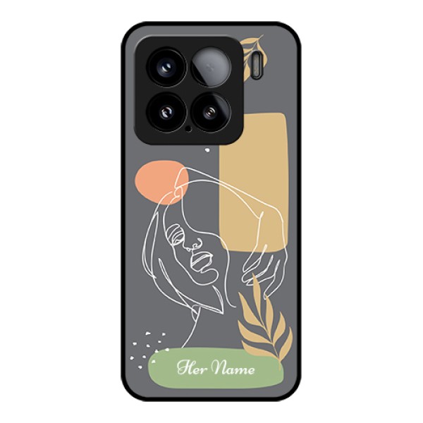 Xiaomi 15 5G Custom Glass Phone Case - Gazing Woman Line Art Design Xiaomi 15 5G Custom Glass Phone Case - Gazing Woman Line Art Design