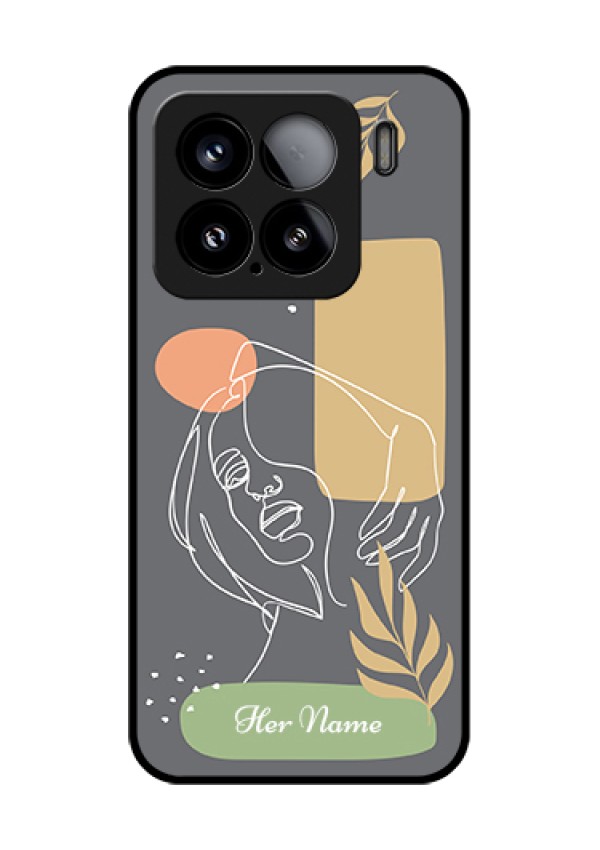 Xiaomi 15 5G Custom Glass Phone Case - Gazing Woman Line Art Design