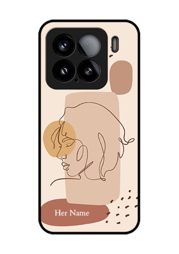 Xiaomi 15 5G Custom Glass Phone Case - Calm Woman Line Art Design