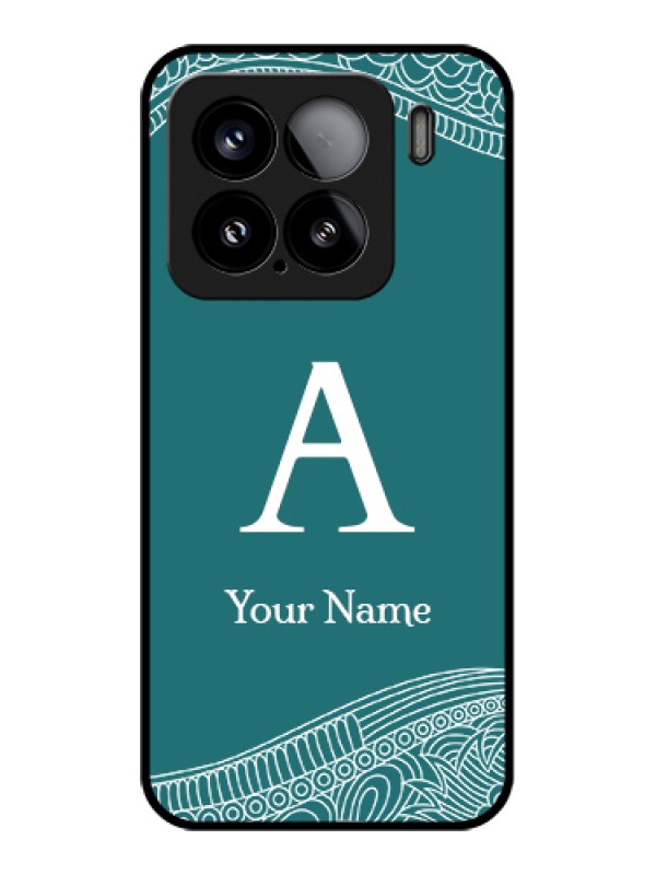 Custom Xiaomi 15 5G Custom Glass Phone Case - Line Art Pattern With Custom Name Design