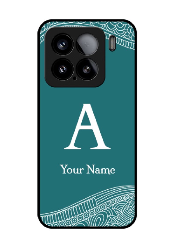 Xiaomi 15 5G Custom Glass Phone Case - Line Art Pattern With Custom Name Design