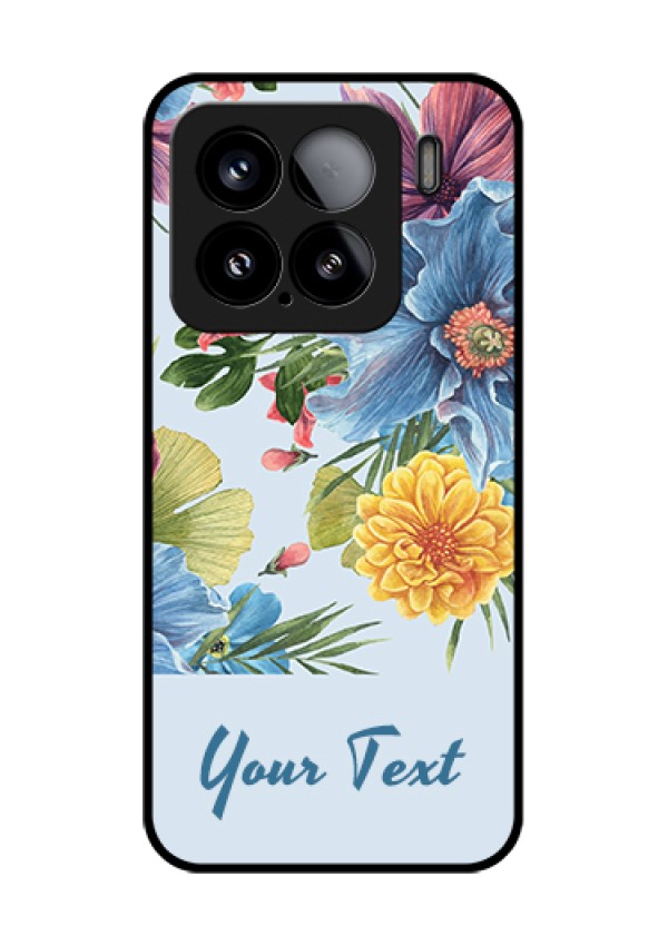 Xiaomi 15 5G Custom Glass Phone Case - Stunning Watercolored Flowers Painting Design