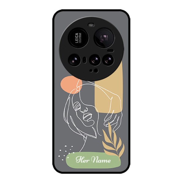 Xiaomi 15 Ultra 5G Custom Glass Phone Case - Gazing Woman Line Art Design Xiaomi 15 Ultra 5G Custom Glass Phone Case - Gazing Woman Line Art Design