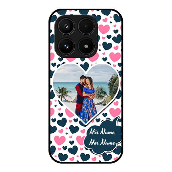 Xiaomi 17 5G Custom Glass Phone Case - Pink & Blue Heart Design