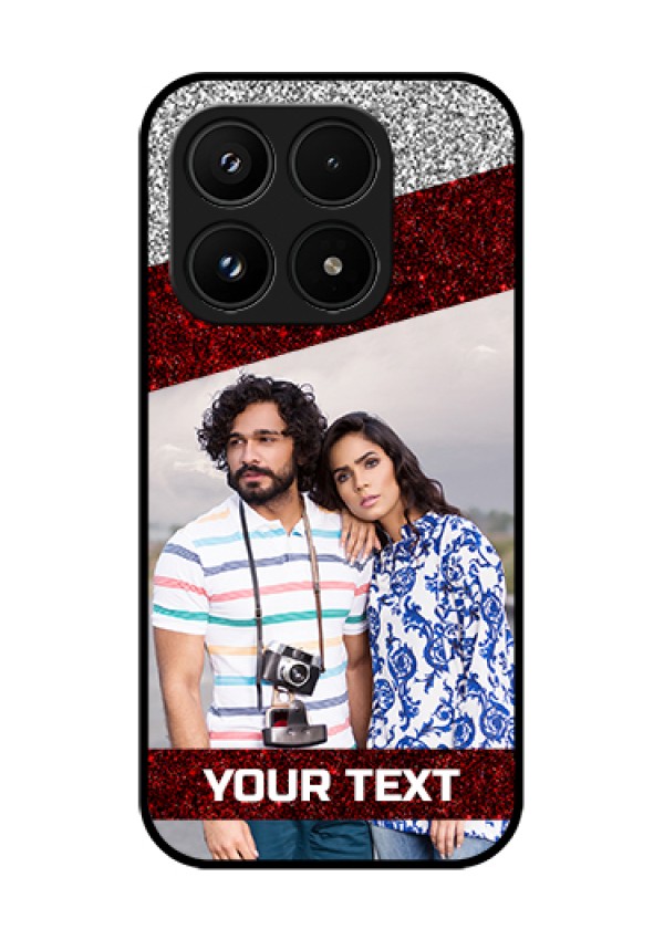 Xiaomi 17 5G Custom Glass Phone Case - Image Holder With Glitter Strip Design