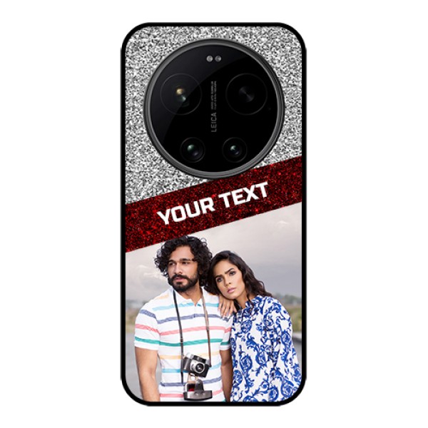 Xiaomi 17 Ultra 5G Custom Glass Phone Case - Image Holder With Glitter Strip Design Xiaomi 17 Ultra 5G Custom Glass Phone Case - Image Holder With Glitter Strip Design