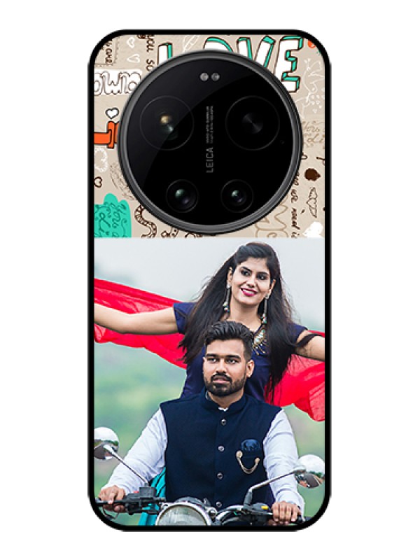 Custom Xiaomi 17 Ultra 5G Custom Glass Phone Case - Love Doodle Pattern