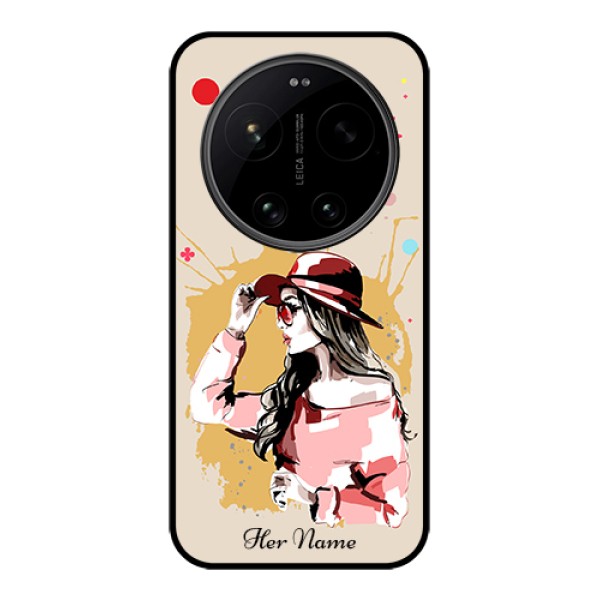 Xiaomi 17 Ultra 5G Custom Glass Phone Case - Women With Pink Hat Design Xiaomi 17 Ultra 5G Custom Glass Phone Case - Women With Pink Hat Design