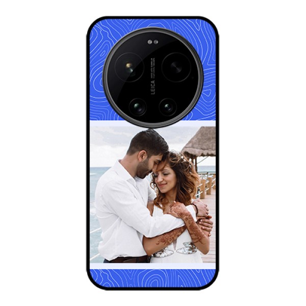 Xiaomi 17 Ultra 5G Custom Glass Phone Case - Curved Line Art With Blue And White Design Xiaomi 17 Ultra 5G Custom Glass Phone Case - Curved Line Art With Blue And White Design