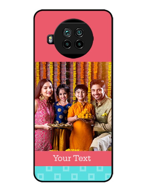 Custom Mi 10i 5G Personalized Glass Phone Case  - Peach & Blue Color Design