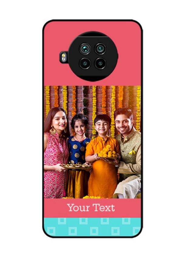 Mi 10i 5G Personalized Glass Phone Case  - Peach & Blue Color Design
