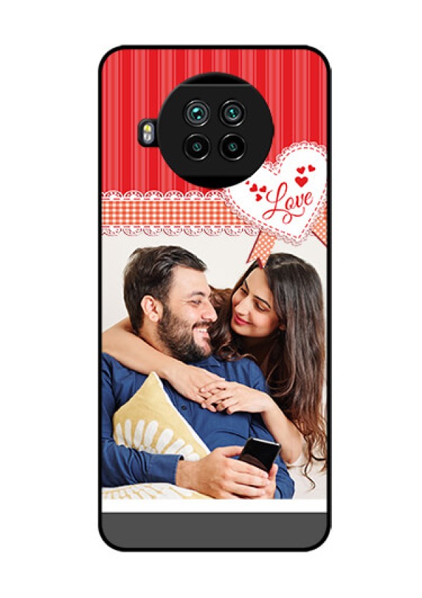 Mi 10i 5G Custom Glass Mobile Case  - Red Love Pattern Design