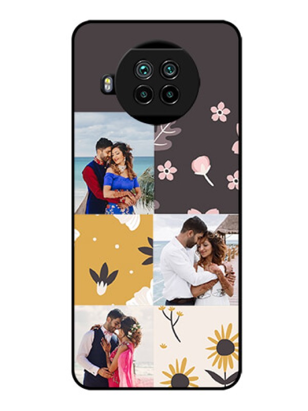 Custom Mi 10i 5G Photo Printing on Glass Case  - 3 Images with Floral Design