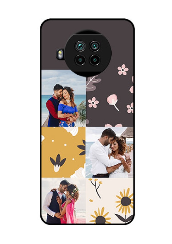 Mi 10i 5G Photo Printing on Glass Case  - 3 Images with Floral Design